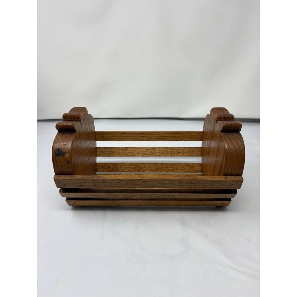 Vintage Heart-Shaped Decorative  Wooden Slat Storage Basket/Rack Country Cottage